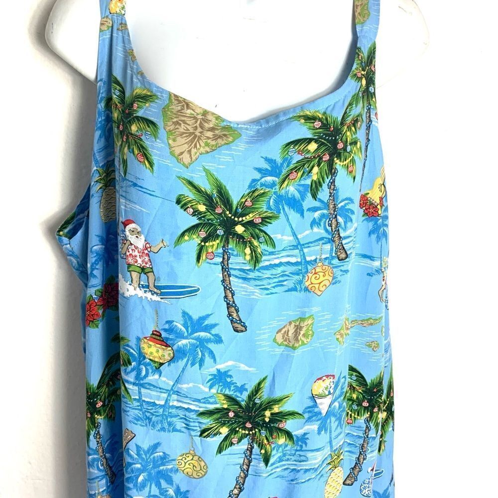 Vintage Surfing Santa Hawaiian Mumu Kaftan Warm Weather Dress Size 3XL